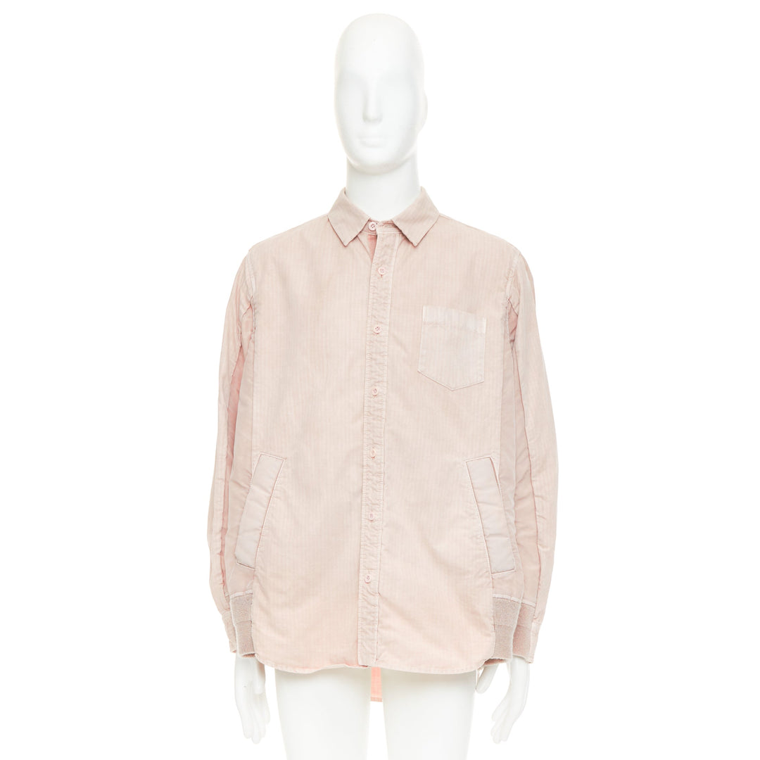 SACAI 2024 dirty pink garment dye ripstop nylon twill bomber shirt hybrid JP3 L