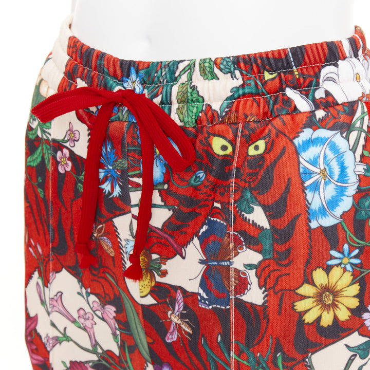 GUCCI 2018 red multicolor Flora Tiger logo web tape trackpants XS