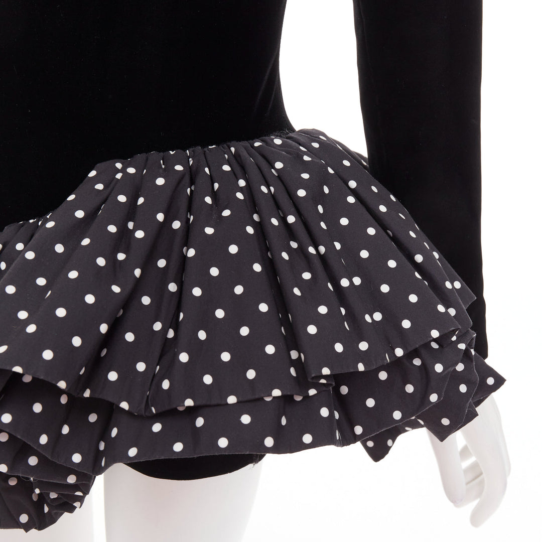 ALEXANDRE VAUTHIER AW2023 Runway black velvet polka dot mini dress