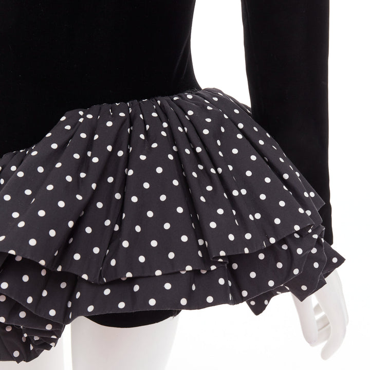 ALEXANDRE VAUTHIER AW2023 Runway black velvet polka dot mini dress