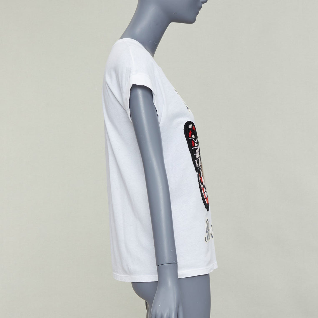 GUCCI L'Aveugle Par Amour white butterfly embroidered tshirt XS