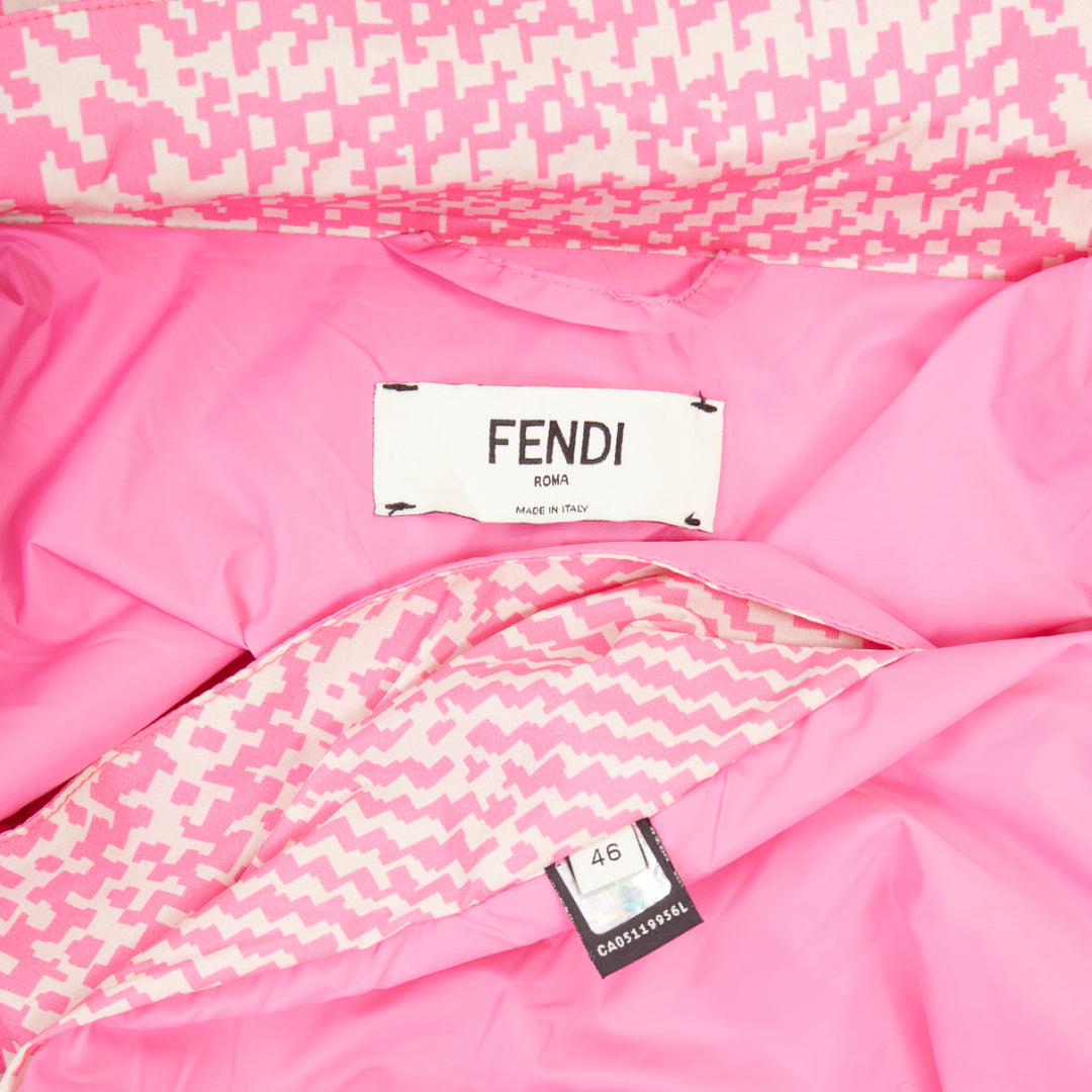 FENDI 2018 Pop Tartan drawstring pleated pink check windbreaker jacket IT46 XL