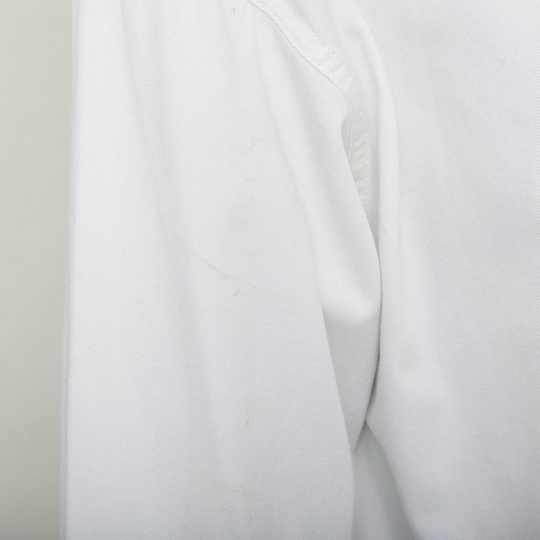CELINE Triomphe optic white cotton anagram gold button crop popover shirt FR36 S
