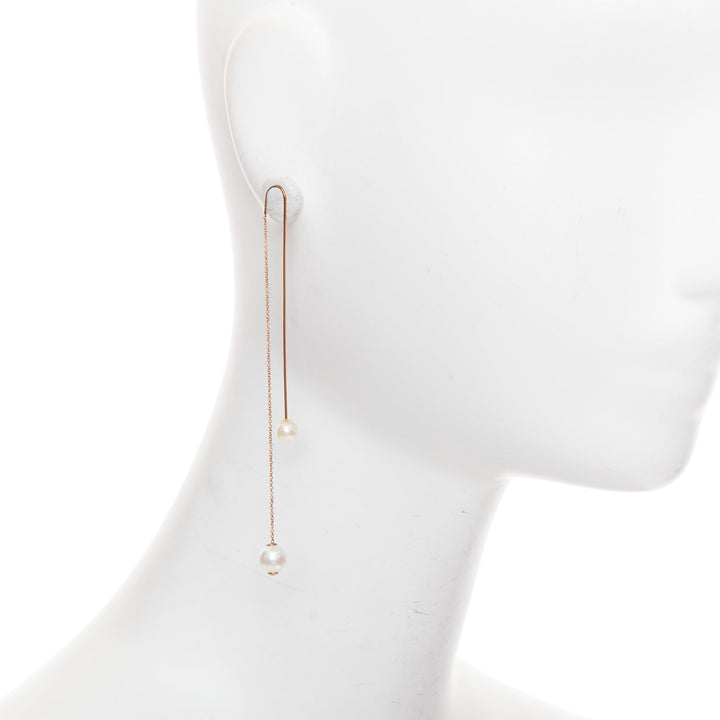 DELFINA DELETTREZ 18k yellow gold loop drop cultured pearl chain earring Single