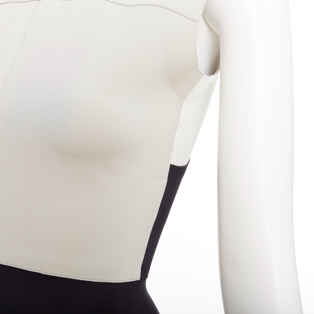 LOUIS VUITTON grey black colorblocked LV canvas peplum top FR38 M
