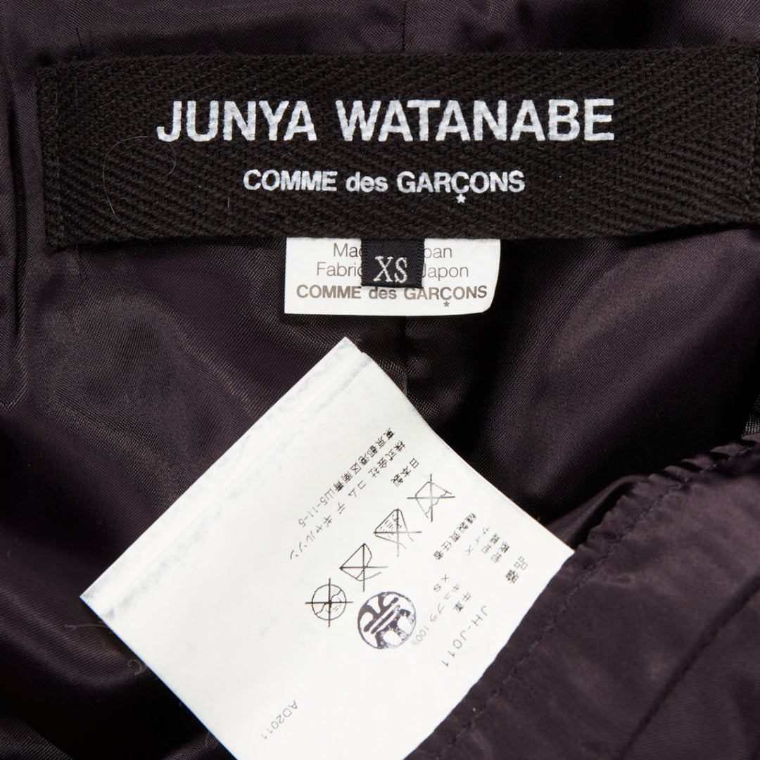 JUNYA WATANABE 2011 Runway black leather corset bodice cape sleeve jacket XS