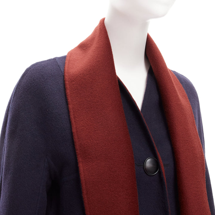 LORO PIANA 100% double faced cashmere burgundy navy Reversible coat IT44 L
