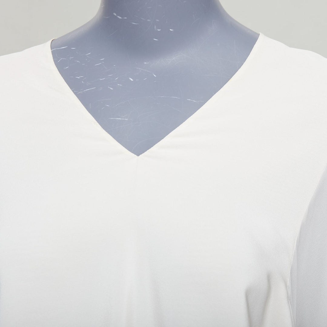 CHLOE milk cream 100% silk cotton lace eyelet trim peasant blouse FR34 XS