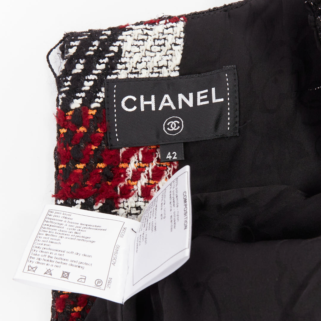 CHANEL 2016 Runway gunmetal glitter black pleated tweed sleeveless dress FR42 L