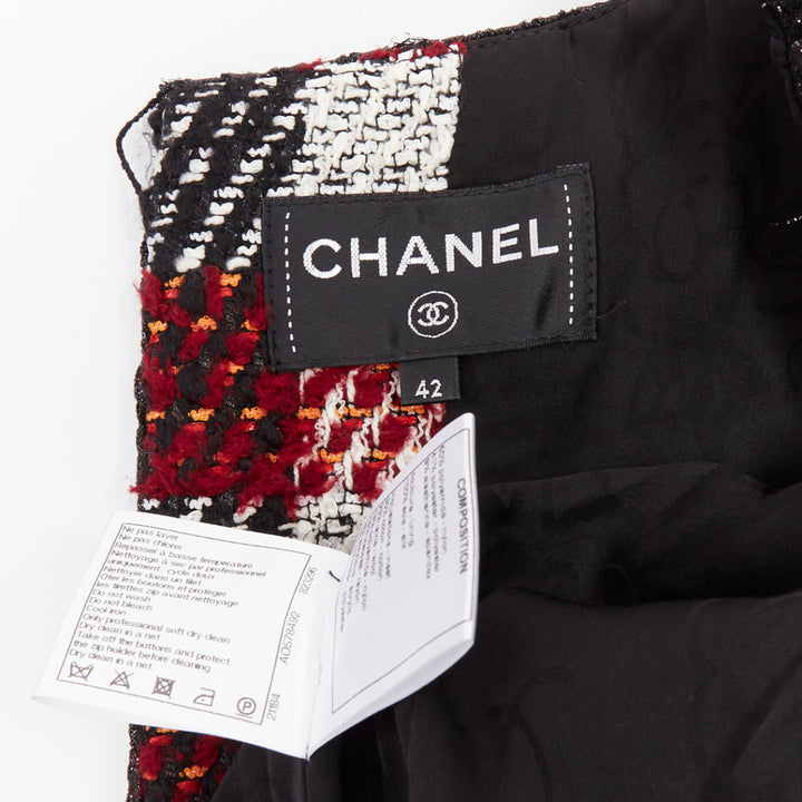 CHANEL 2016 Runway gunmetal glitter black pleated tweed sleeveless dress FR42 L
