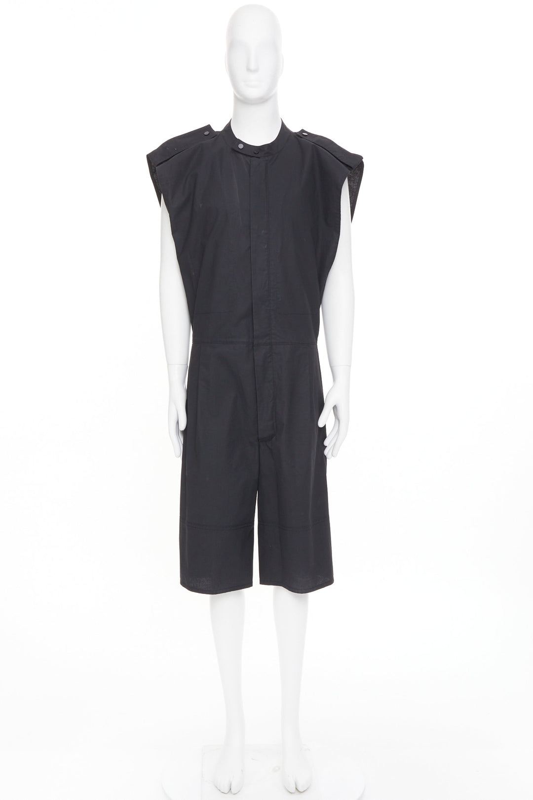 BOTTEGA VENETA 2020 Runway black cotton sleeveless utility jumpsuit IT46 S