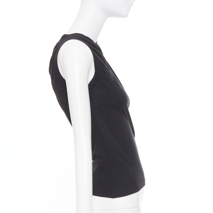 CHRISTIAN DIOR 2002 Runway John Galliano black asymmetric eyelet tank FR38 M