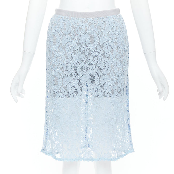 SACAI LUCK light blue rayon blend lace grey lined skort skirt JP1 S