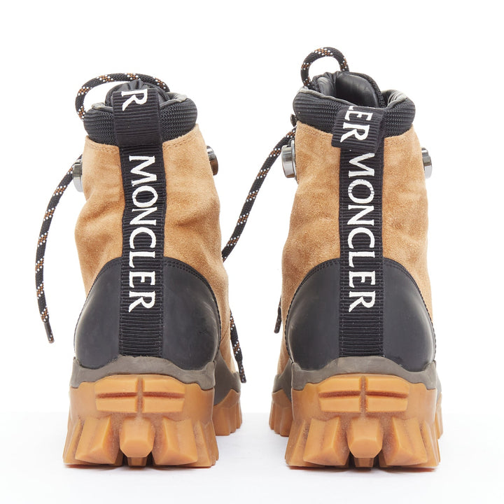 MONCLER Helis brown sided leather black hiking ankle boots EU37