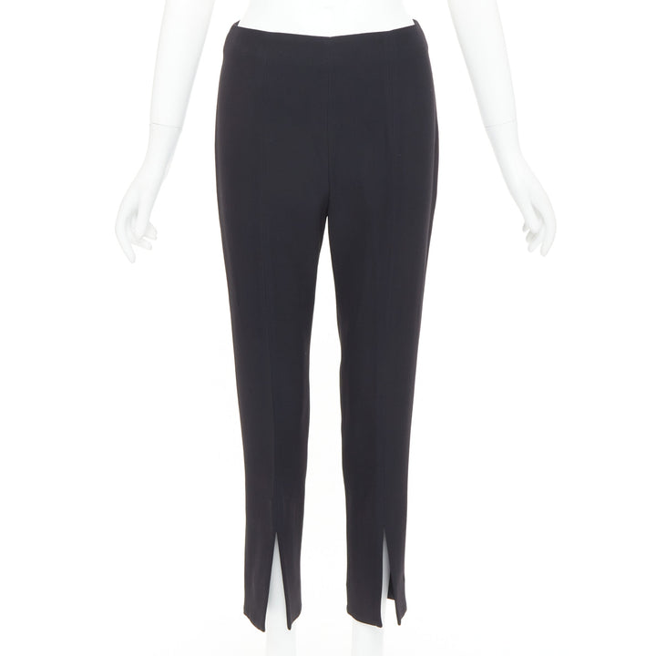 ALEXANDER MCQUEEN black silky slit front high waisted cropped pants IT40 S