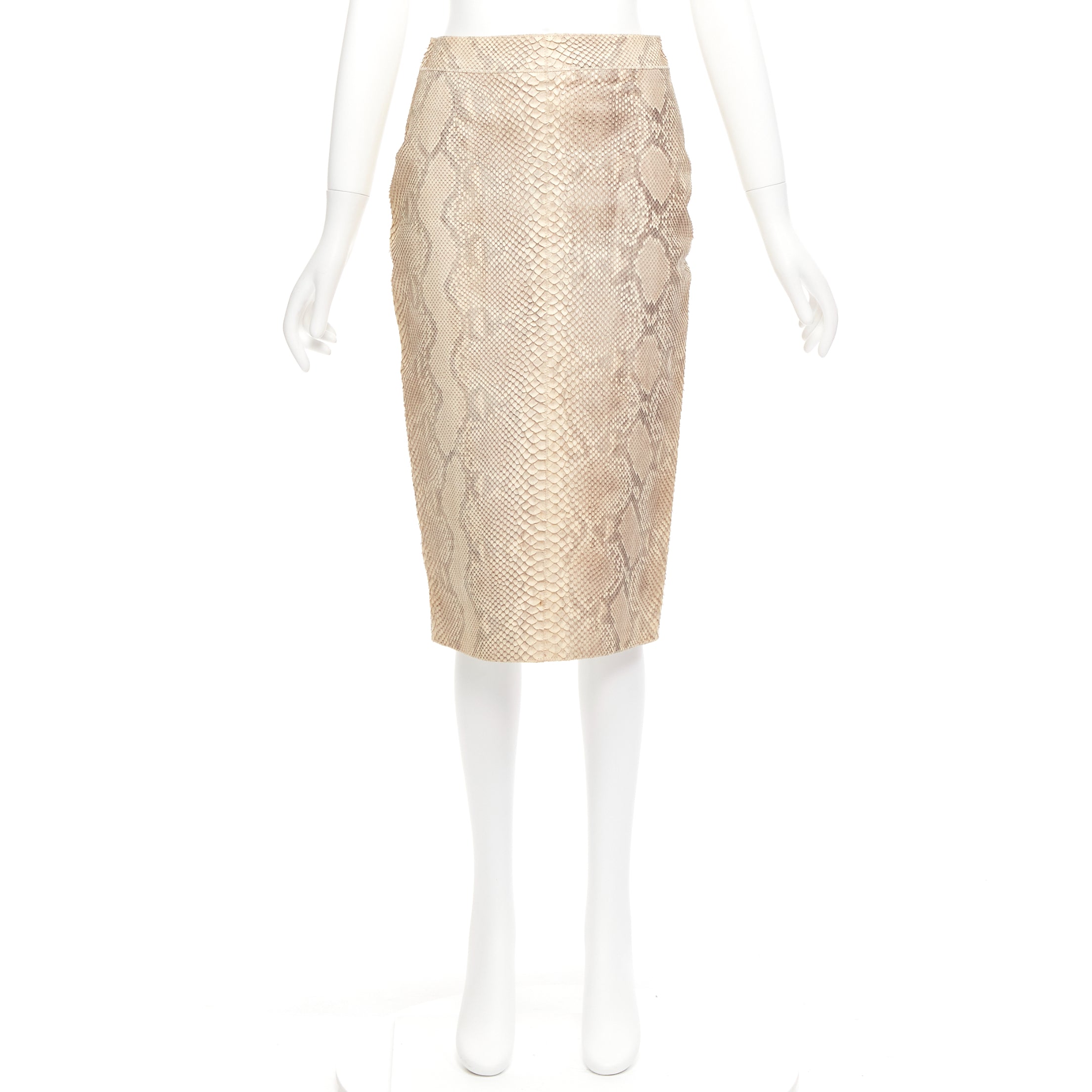 100% Authenticity Guaranteed Yves Saint Laurent Nude Leather Skirt 