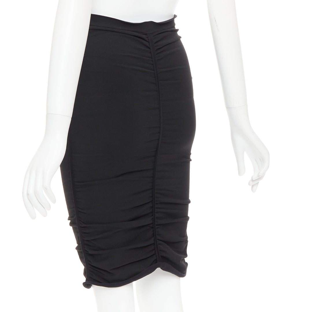 ALEXANDER WANG black ruched gathered high waisted pencil skirt S