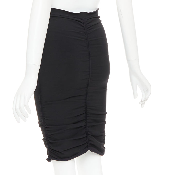 ALEXANDER WANG black ruched gathered high waisted pencil skirt S