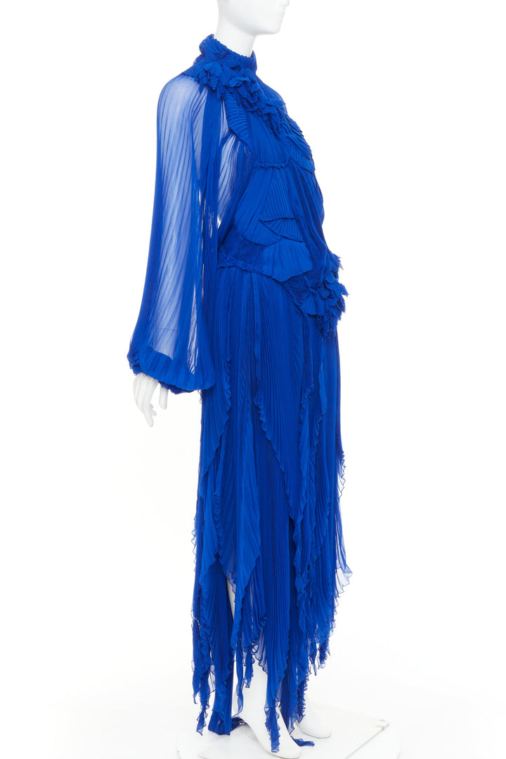 rare ALEXANDRE VAUTHIER COUTURE AW2022 Runway Lognon blue floral pleated gown