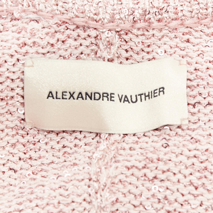 ALEXANDRE VAUTHIER metallic pink sequinned knitted halter backless gown dress
