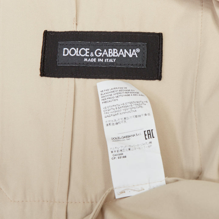DOLCE GABBANA beige cotton brown horn buttons pockets field jacket IT44 XS