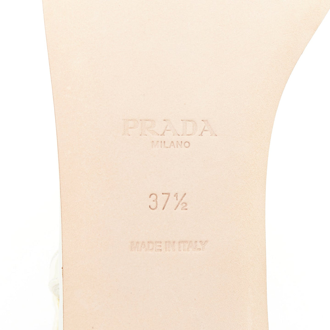 PRADA off white patent leather tstrap comfort thong slingback flat sandal EU37.5