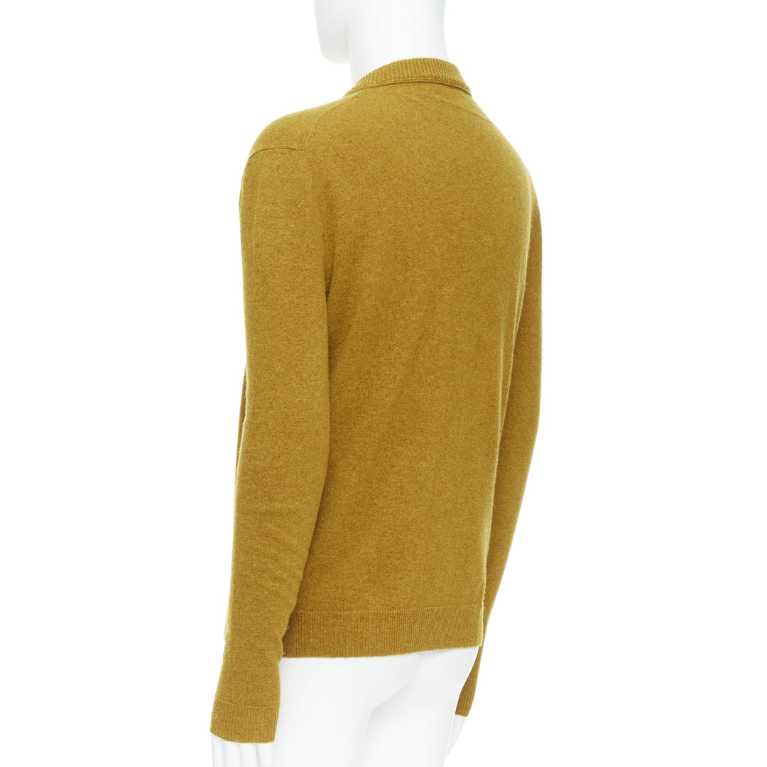 JIL SANDER wool cashmere mustard brown  v neck sweater IT46 S