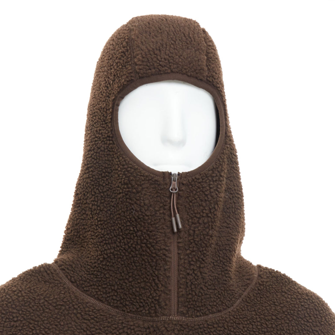 ENTIRE STUDIOS V2 fleece hoodie brown hooded zip pockets pullover L