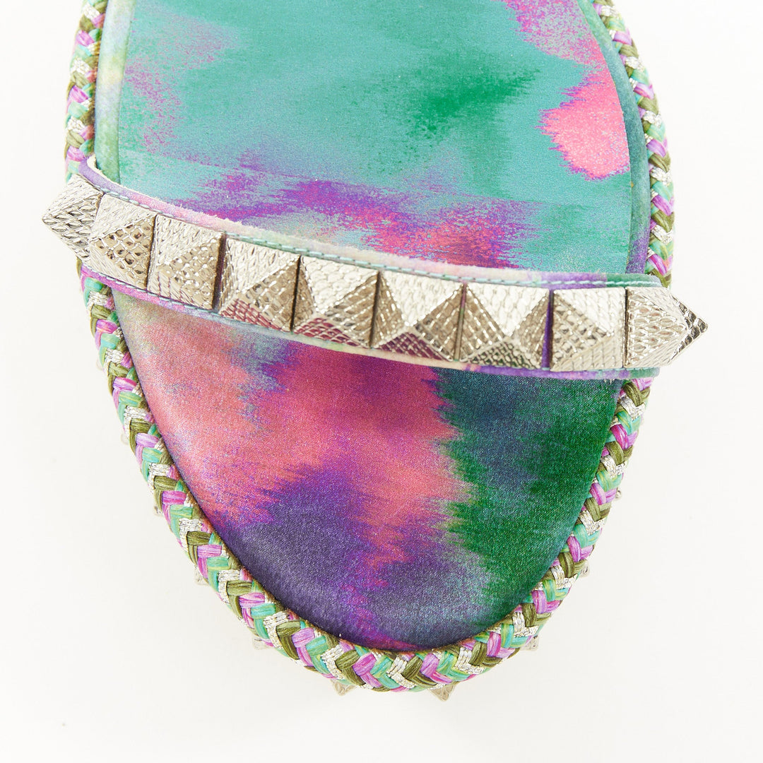 CHRISTIAN LOUBOUTIN Pyraclou 60 tie dye studded espadrille wedges EU37