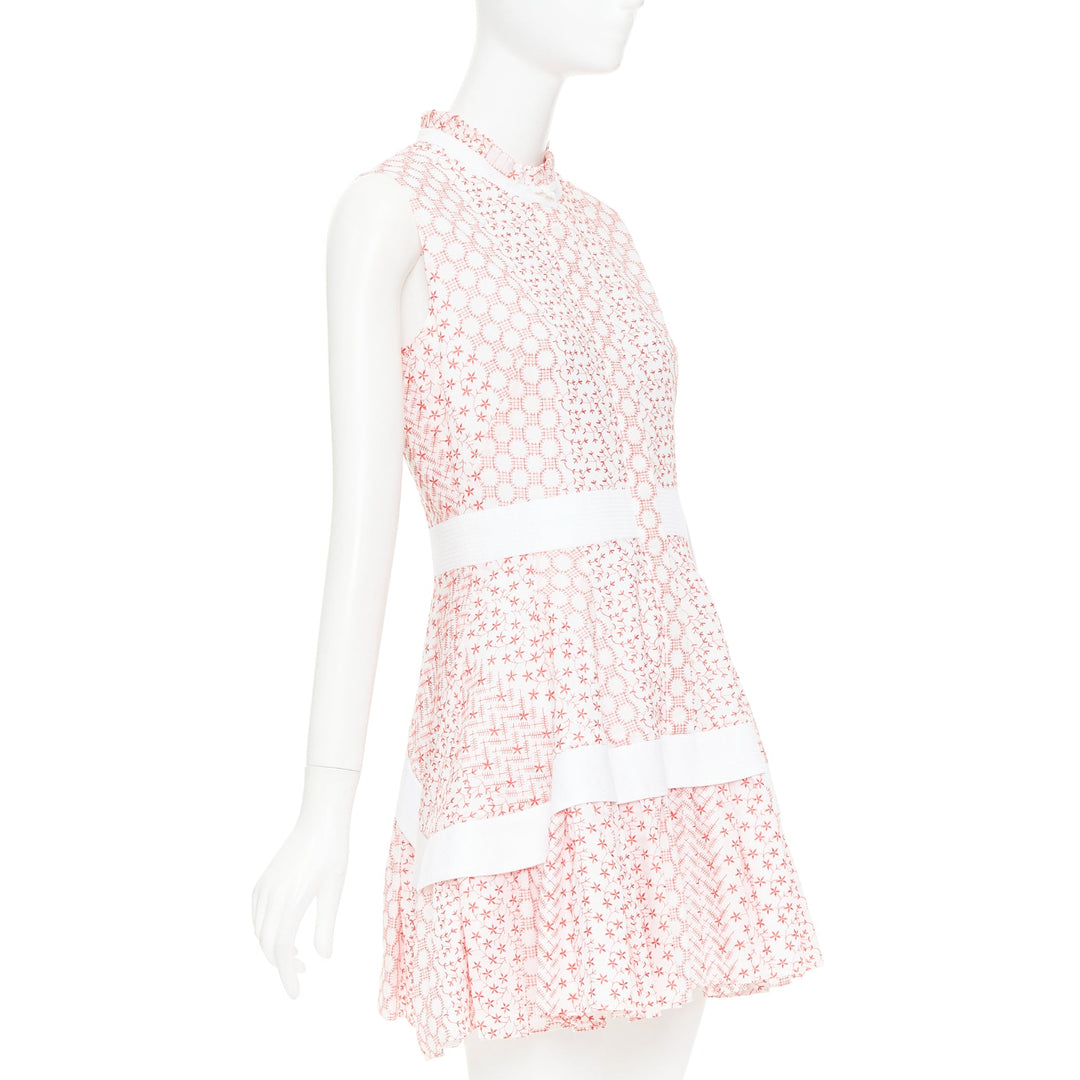 ALEXIS 2020 white pink rustikan floral guipure lace fit flare dress M