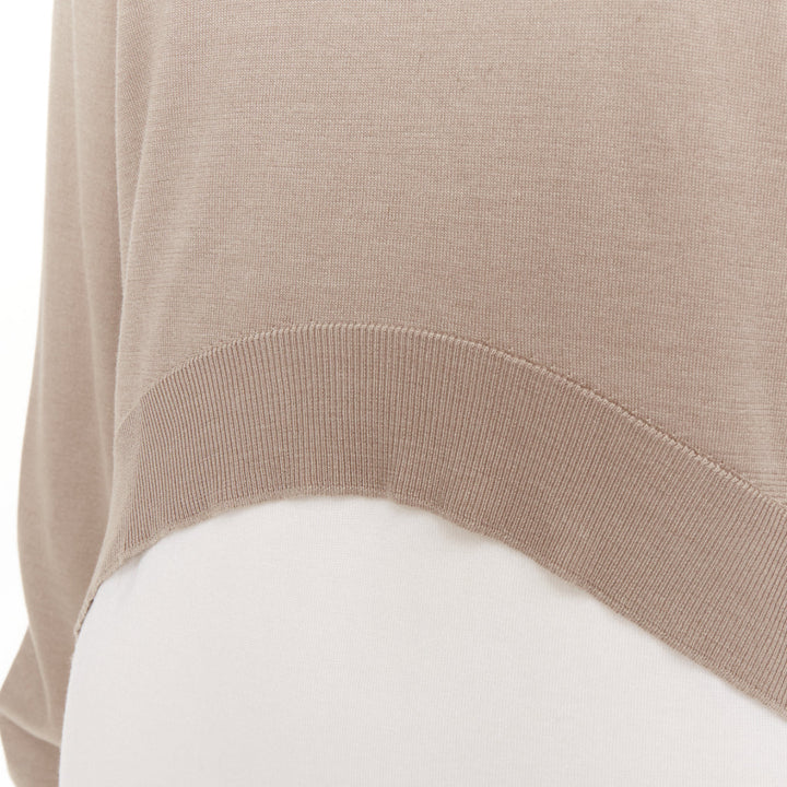 OLD CELINE Phoebe Philo beige cream silk cotton high low hem sweater S
