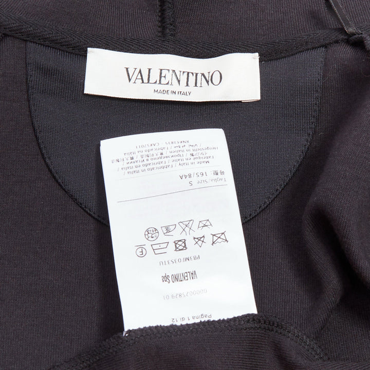 VALENTINO red pink velvet lipstick beaded applique black hoodie S