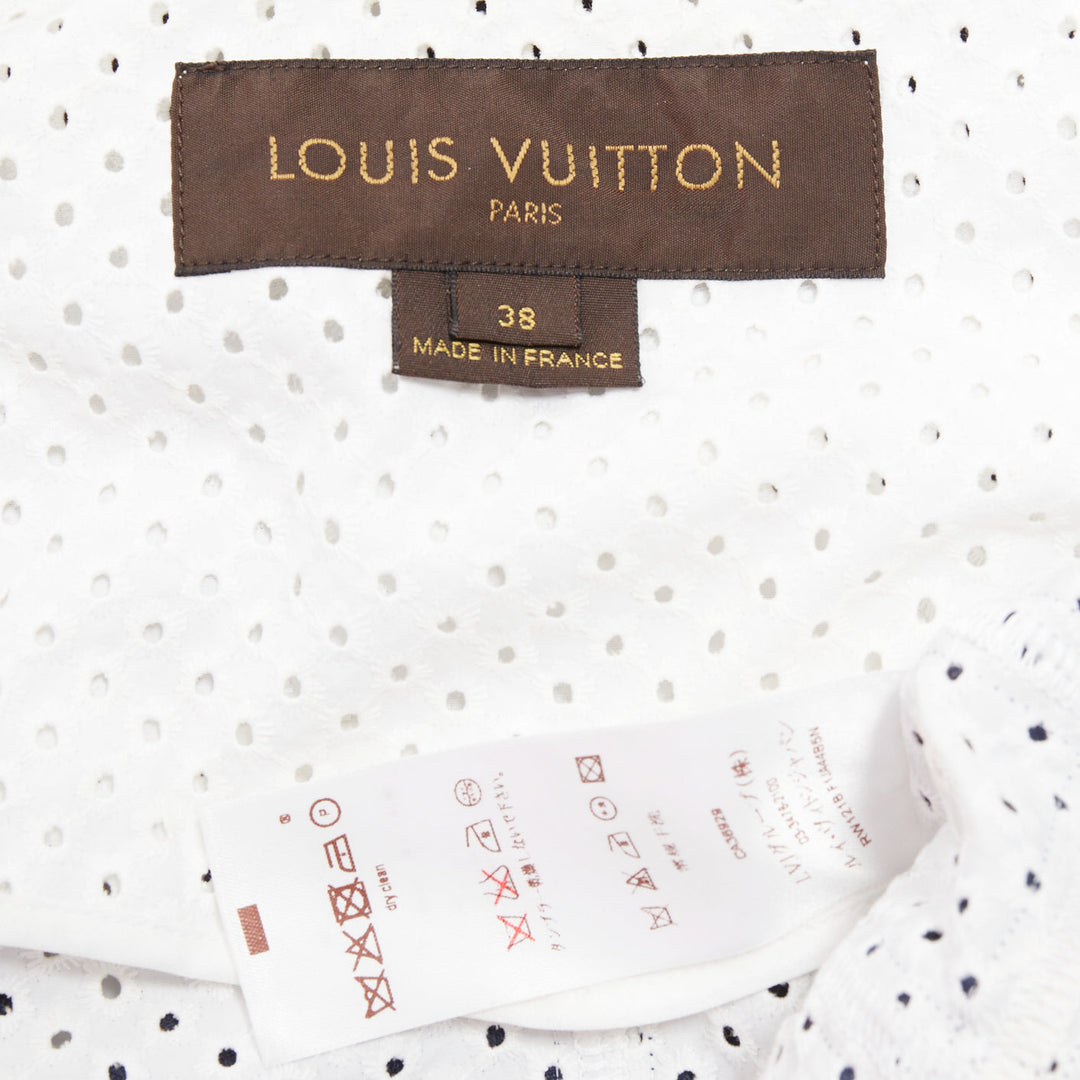 LOUIS VUITTON 2012 Runway navy floral embroidery anglais biker jacket FR38 M