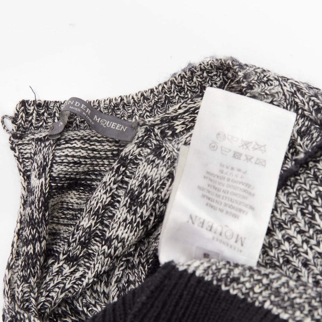 ALEXANDER MCQUEEN grey wool silk grey melange peplum pullover sweater S