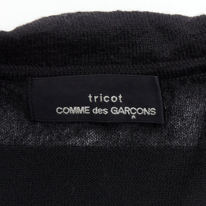 COMME DES GARCONS Tricot black peterpan collar sheer panels cardigan