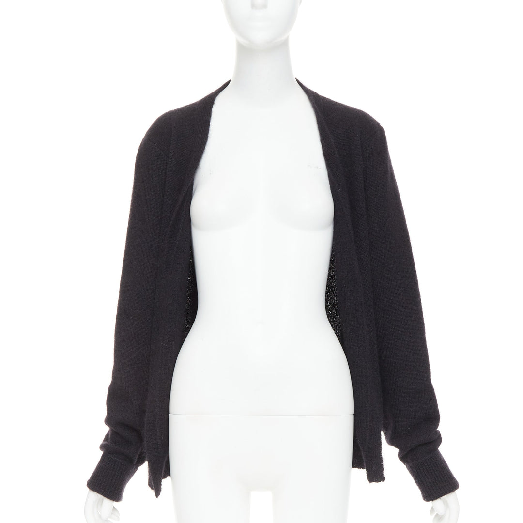 SAINT LAURENT Hedi Slimane black mohair blend flamingo intarsia cardigan M