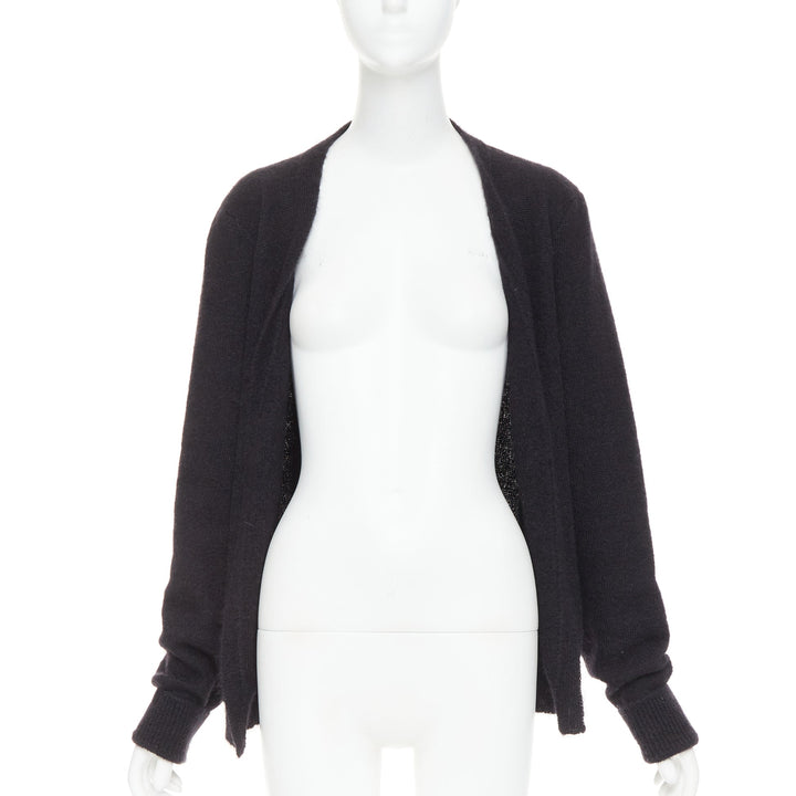 SAINT LAURENT Hedi Slimane black mohair blend flamingo intarsia cardigan M