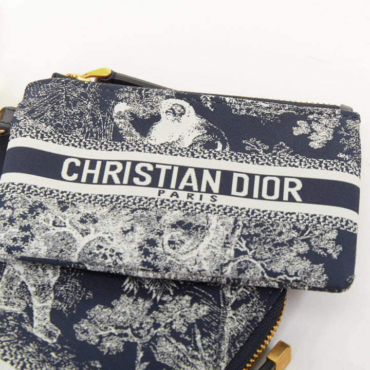 CHRISTIAN DIOR 2021 DiorTravel navy blue white Toile de Jouy technical pouch bag