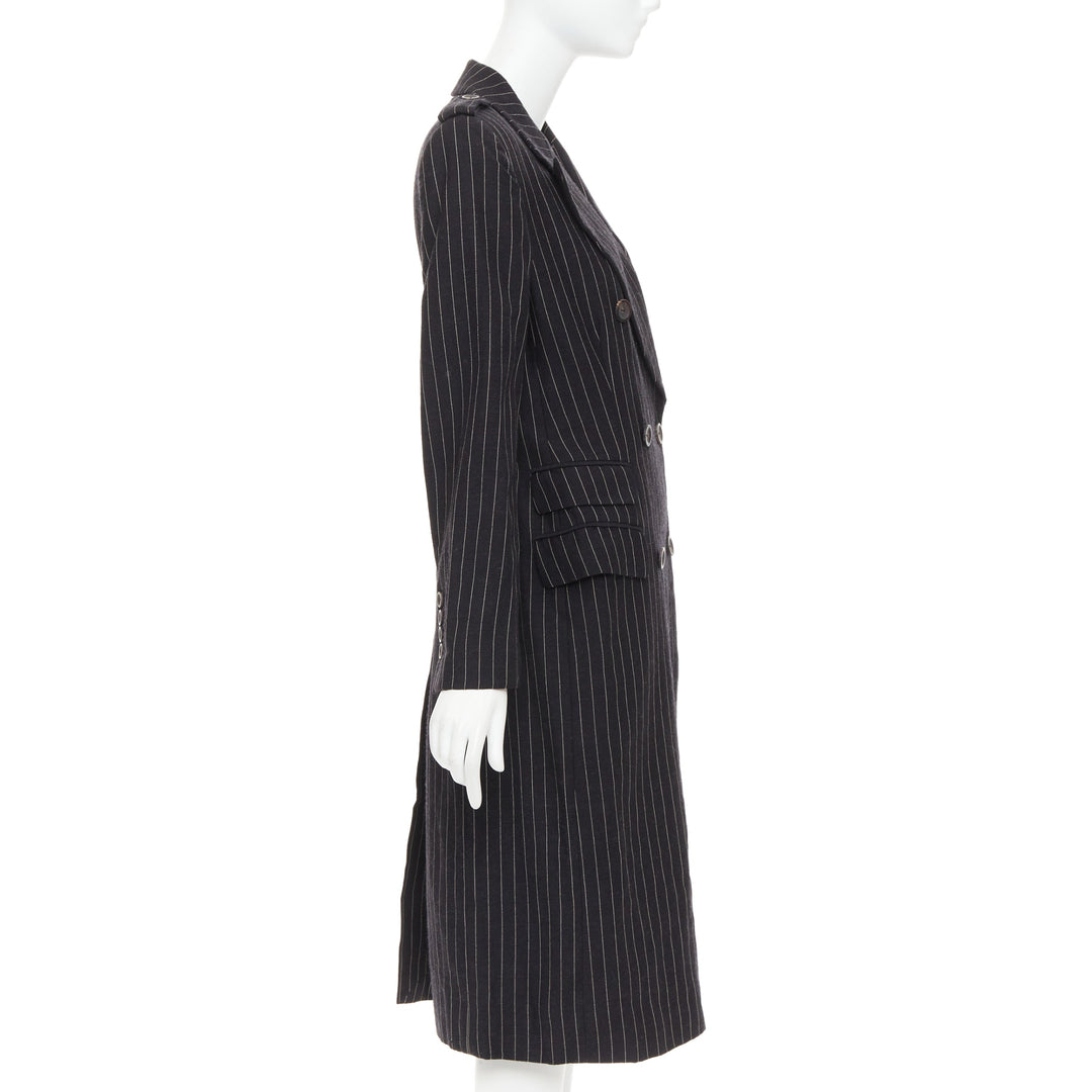rare GUCCI Tom Ford 1996 Vintage Runway black wool pinstripe overcoat IT42 M
