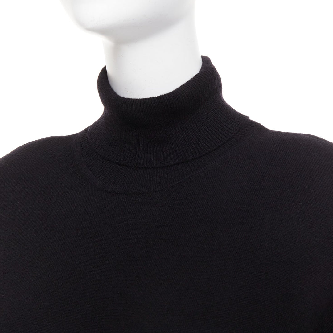 SAINT LAURENT 2022 Runway 100% cashmere turtleneck Power shoulder gown XS