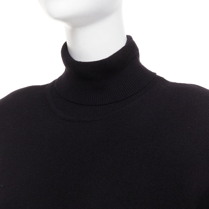 SAINT LAURENT 2022 Runway 100% cashmere turtleneck Power shoulder gown XS