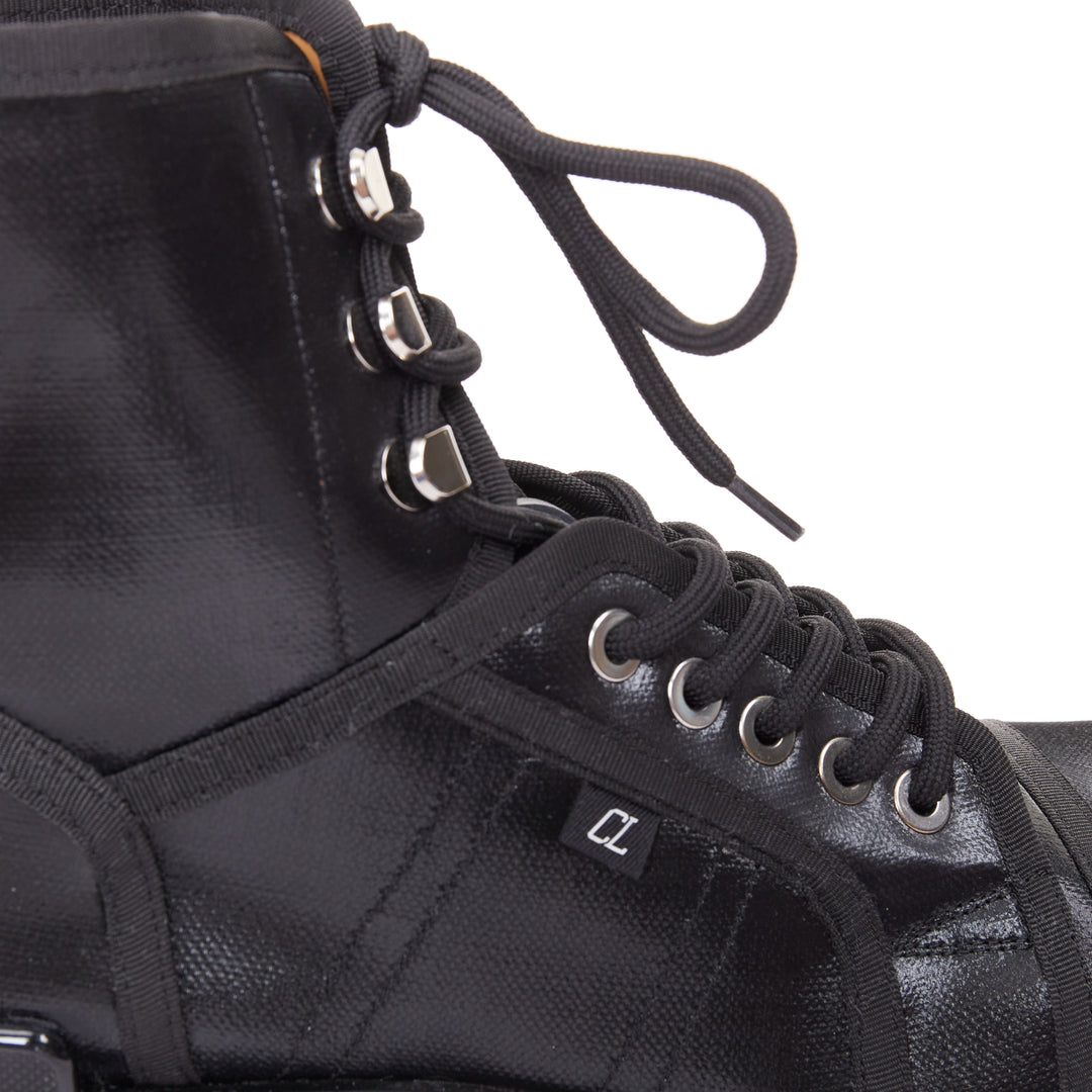 CHRISTIAN LOUBOUTIN Panaroot Dune 40 black canvas platform ankle boots EU43 US10