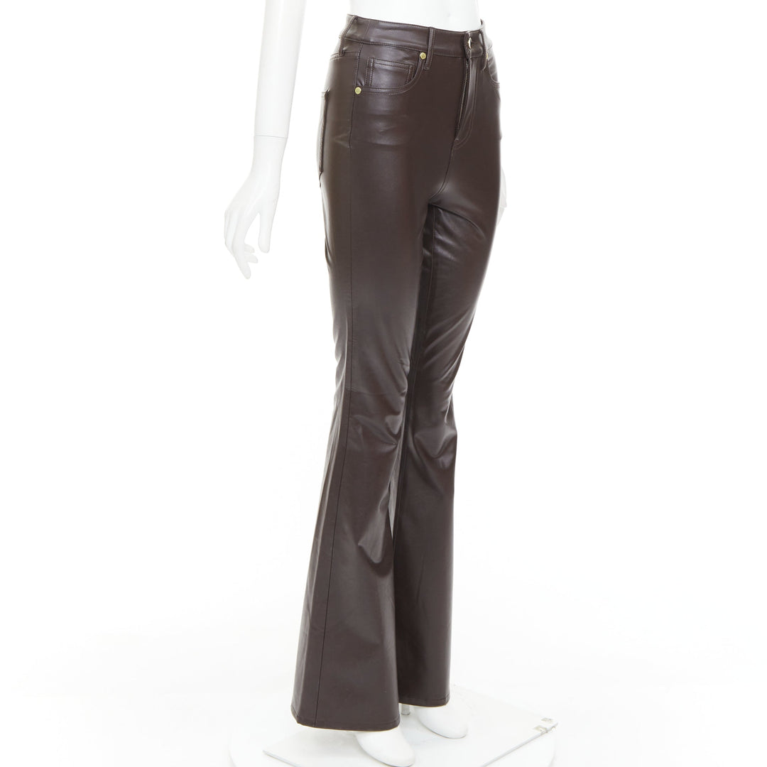 VERONICA BEARD Beverley Skinny Flare High Rise brown faux leather pants 24"
