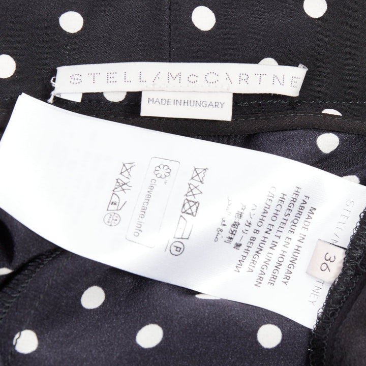 STELLA MCCARTNEY 2016 black white 100% silk polka dot striped pants IT36 XXS