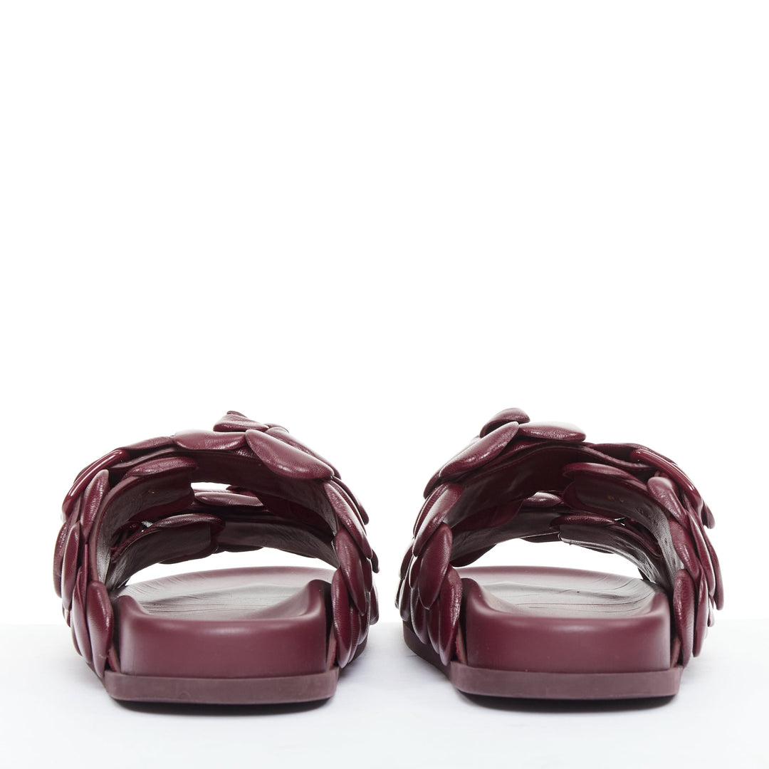 VALENTINO Atelier 03 Rose Edition burgundy 3D leather flower sandals EU37.5