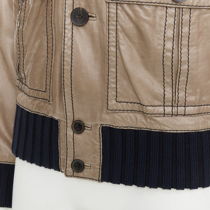 GUCCI Vintage Madonna brown coated leather flight bomber jacket IT48 M