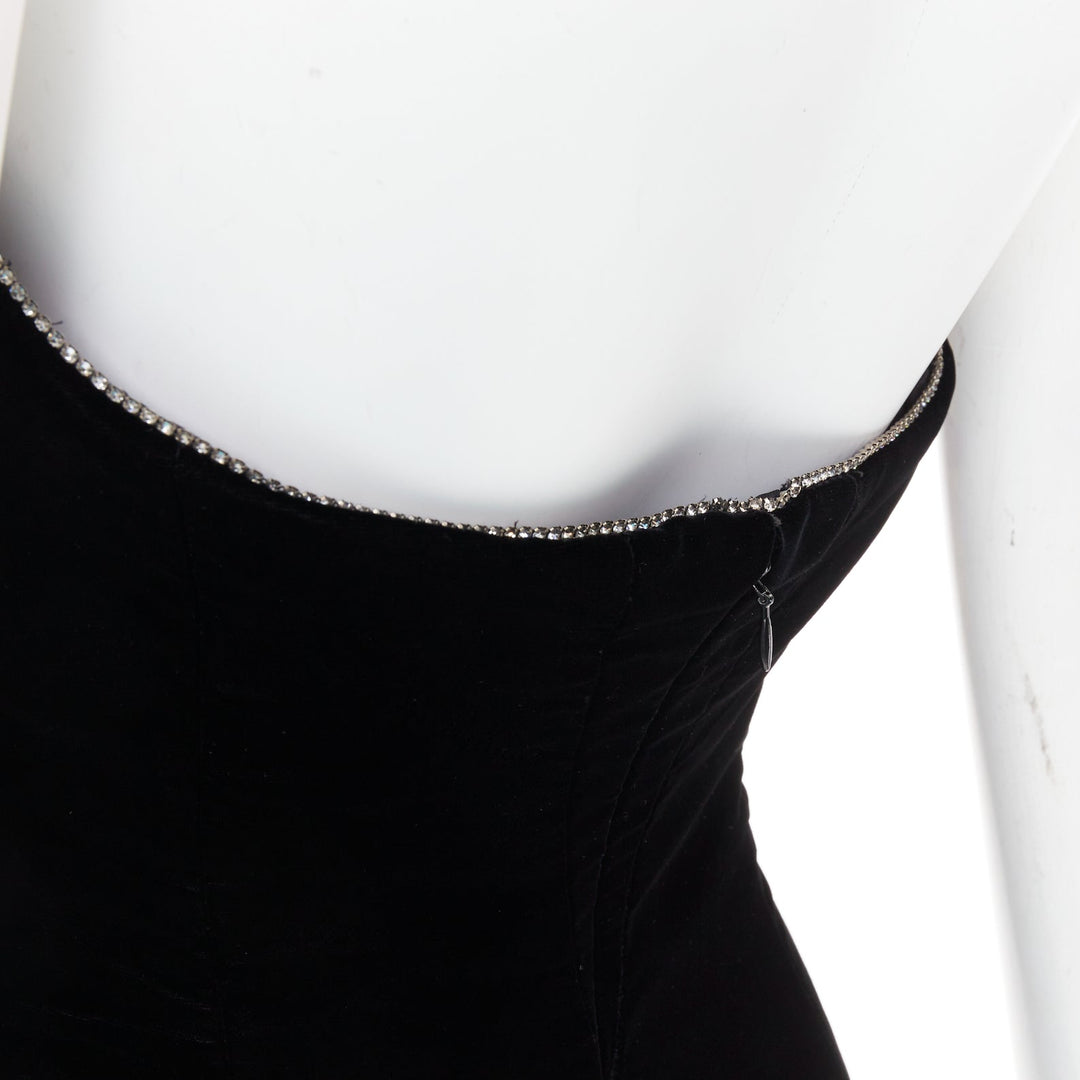 ALEXANDRE VAUTHIER black velvet crystal bustline sweetheart strapless gown