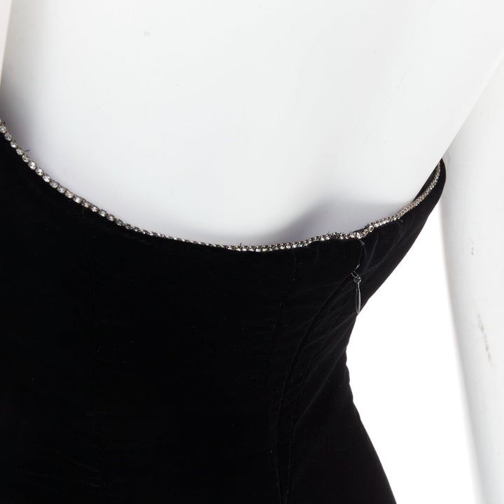 ALEXANDRE VAUTHIER black velvet crystal bustline sweetheart strapless gown