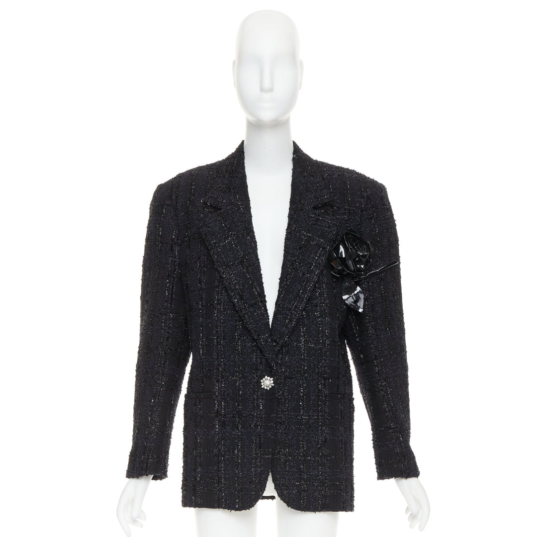ALEXANDRE VAUTHIER COUTURE AW2019 Runway black metallic tweed oversized blazer