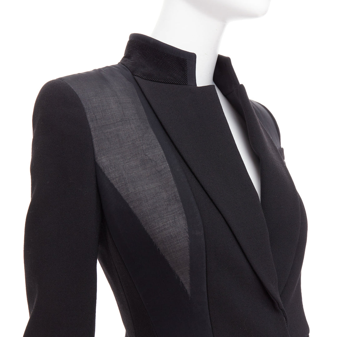 GIVENCHY 2012 Runway black structural sheer overlay peplum blazer